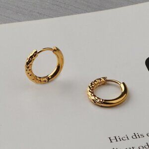 Korean Fashion Gold Color Vinage Metal Hoop Earrings For Women